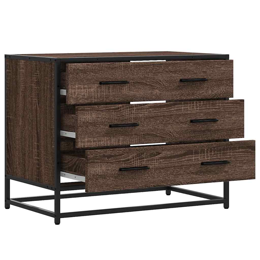 Cómoda de 3 Gavetas - 70x41x56 cm - Derivados Madeira Carvalho Castanho
