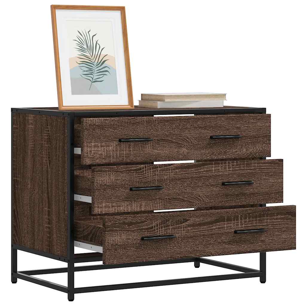 Cómoda de 3 Gavetas - 70x41x56 cm - Derivados Madeira Carvalho Castanho