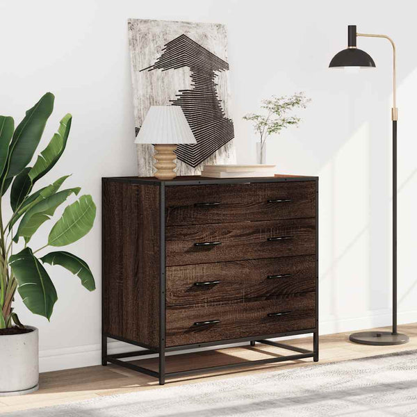 Cómoda com 4 Gavetas - 70x41x70 - cm - Derivados Madeira Carvalho Castanho