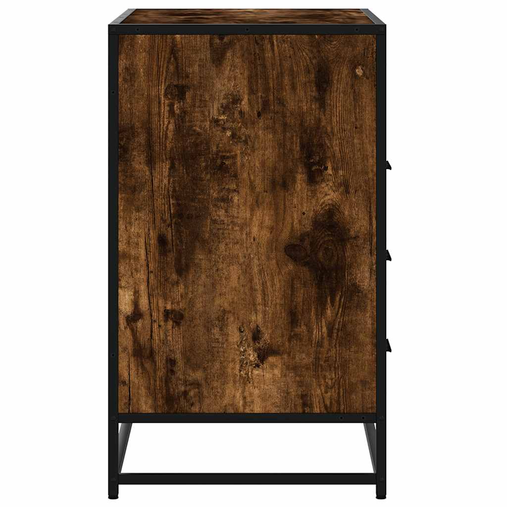 Cómoda com 1 Prateleira Aberta e 3 Gavetas - 70x41x70 cm - Derivados Madeira Carvalho Fumado