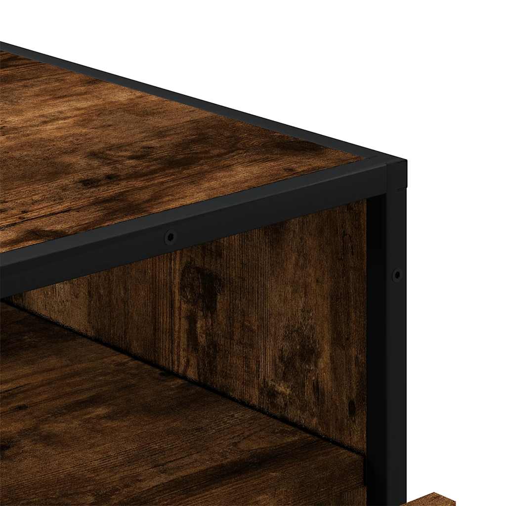 Cómoda com 1 Prateleira Aberta e 3 Gavetas - 70x41x70 cm - Derivados Madeira Carvalho Fumado