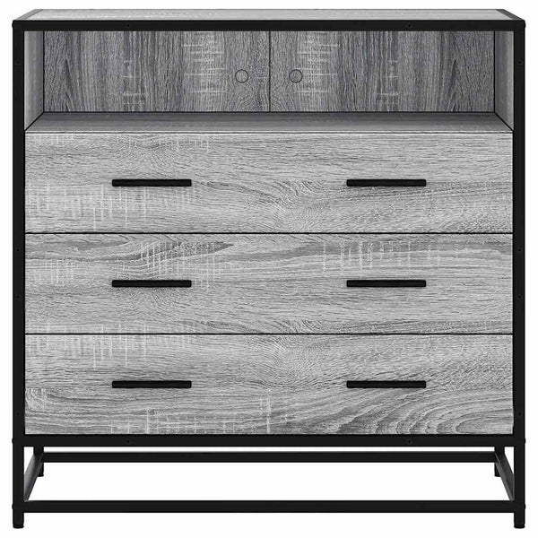 Cómoda com 1 Prateleira Aberta e 3 Gavetas - 70x41x70 cm - deriv. madeira - cinzento sonoma