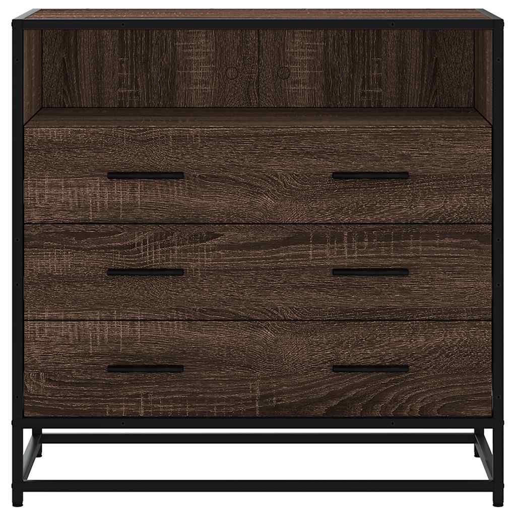 Cómoda com 1 Prateleira Aberta e 3 Gavetas - 70x41x70 cm - Derivados Madeira Carvalho Castanho