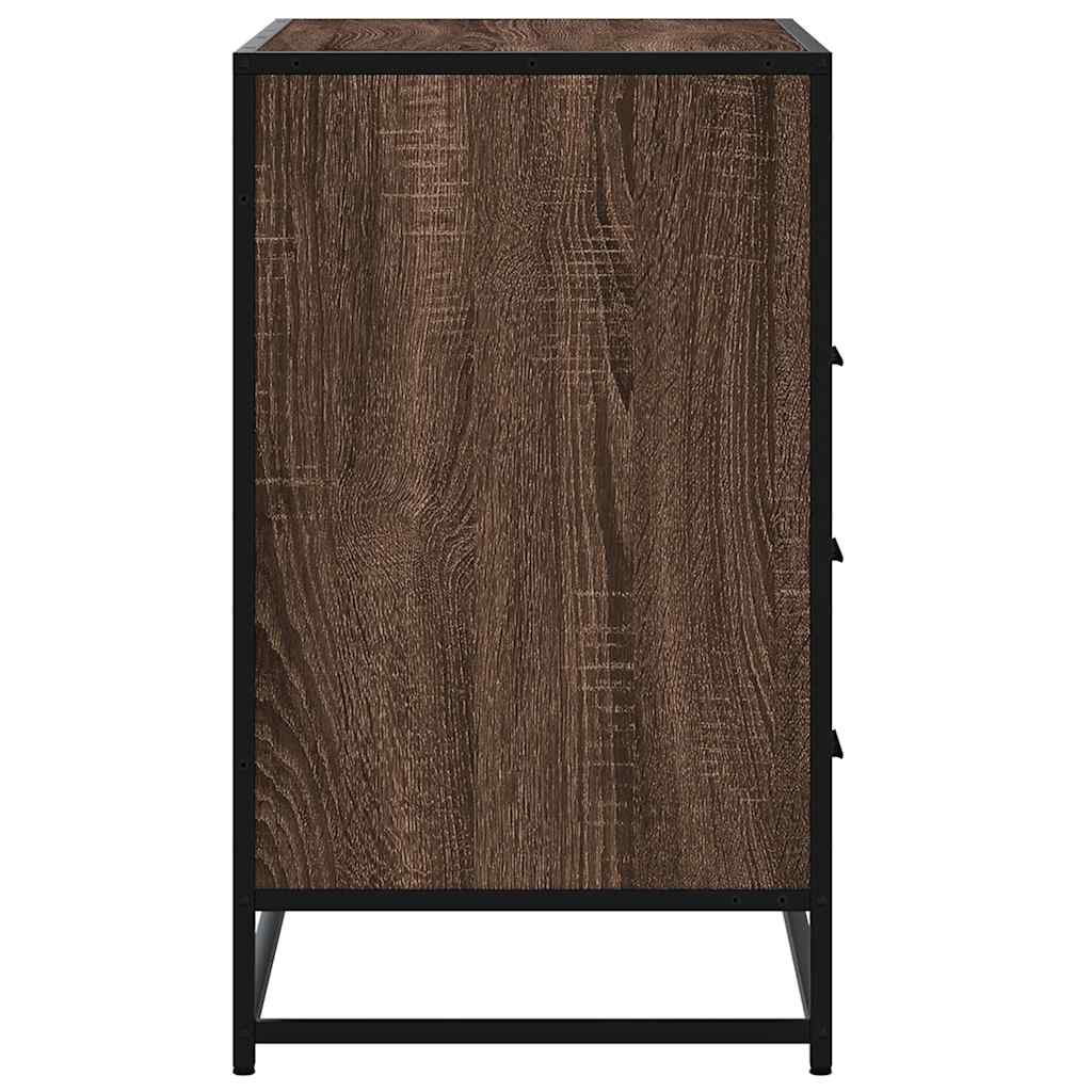 Cómoda com 1 Prateleira Aberta e 3 Gavetas - 70x41x70 cm - Derivados Madeira Carvalho Castanho