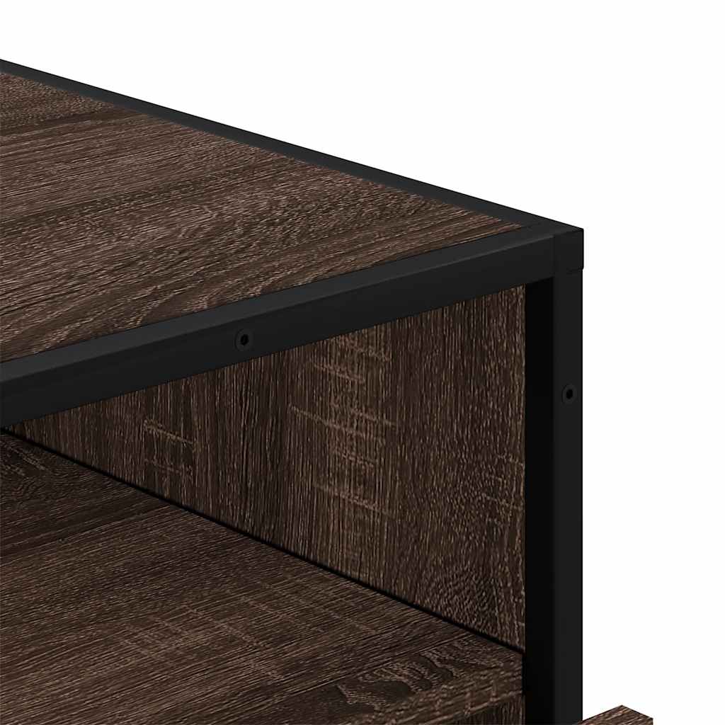 Cómoda com 1 Prateleira Aberta e 3 Gavetas - 70x41x70 cm - Derivados Madeira Carvalho Castanho