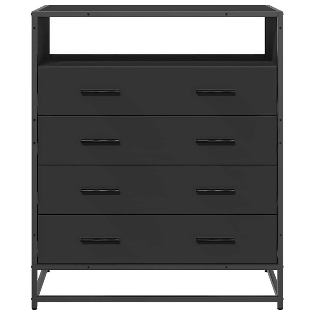 Cómoda com 4 Gavetas 70x41x83,5 cm deriv. madeira preto