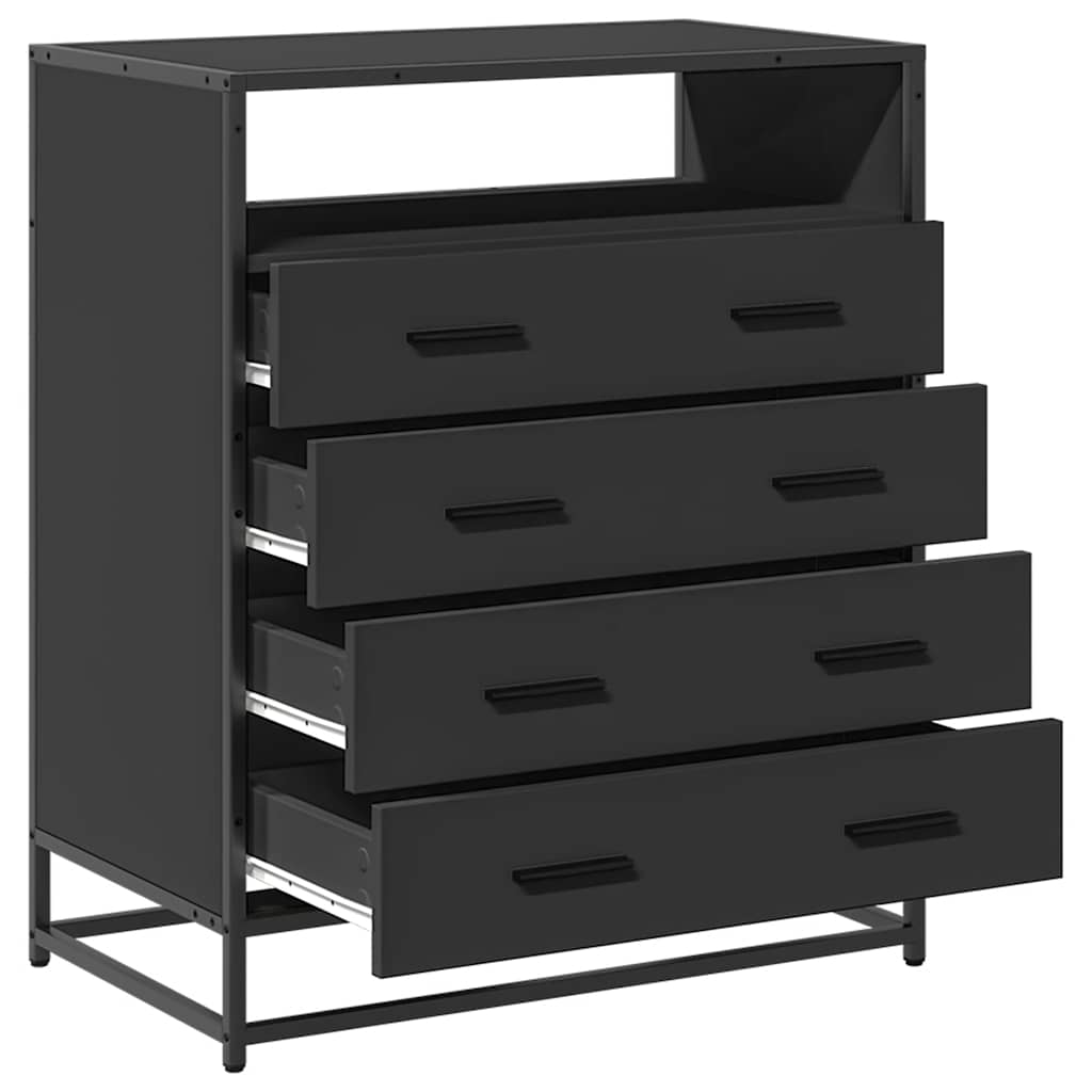 Cómoda com 4 Gavetas 70x41x83,5 cm deriv. madeira preto