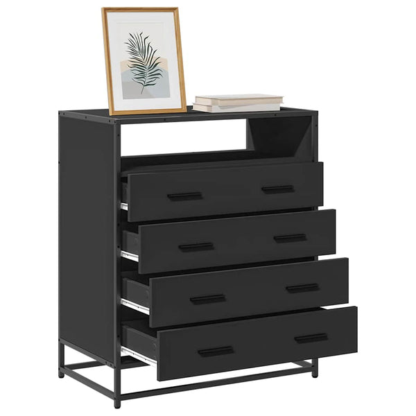 Cómoda com 4 Gavetas 70x41x83,5 cm deriv. madeira preto