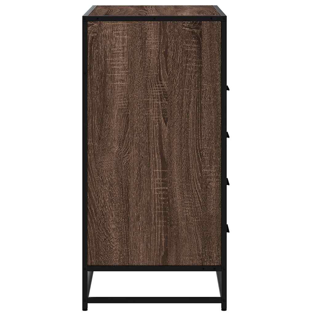 Cómoda com 1 Prateleira Aberta e 4 Gavetas - 70x41x83,5 cm - Madeira Carvalho Castanho