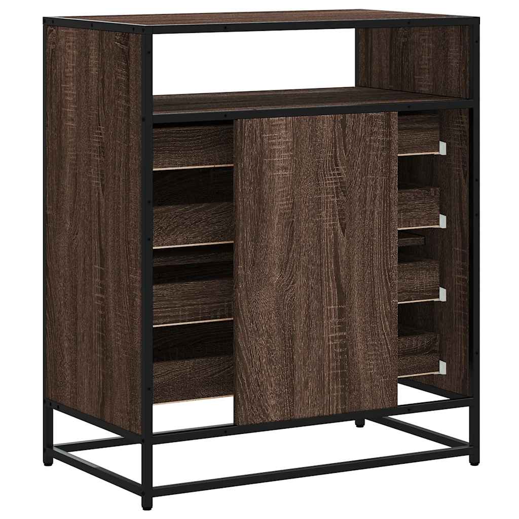 Cómoda com 1 Prateleira Aberta e 4 Gavetas - 70x41x83,5 cm - Madeira Carvalho Castanho