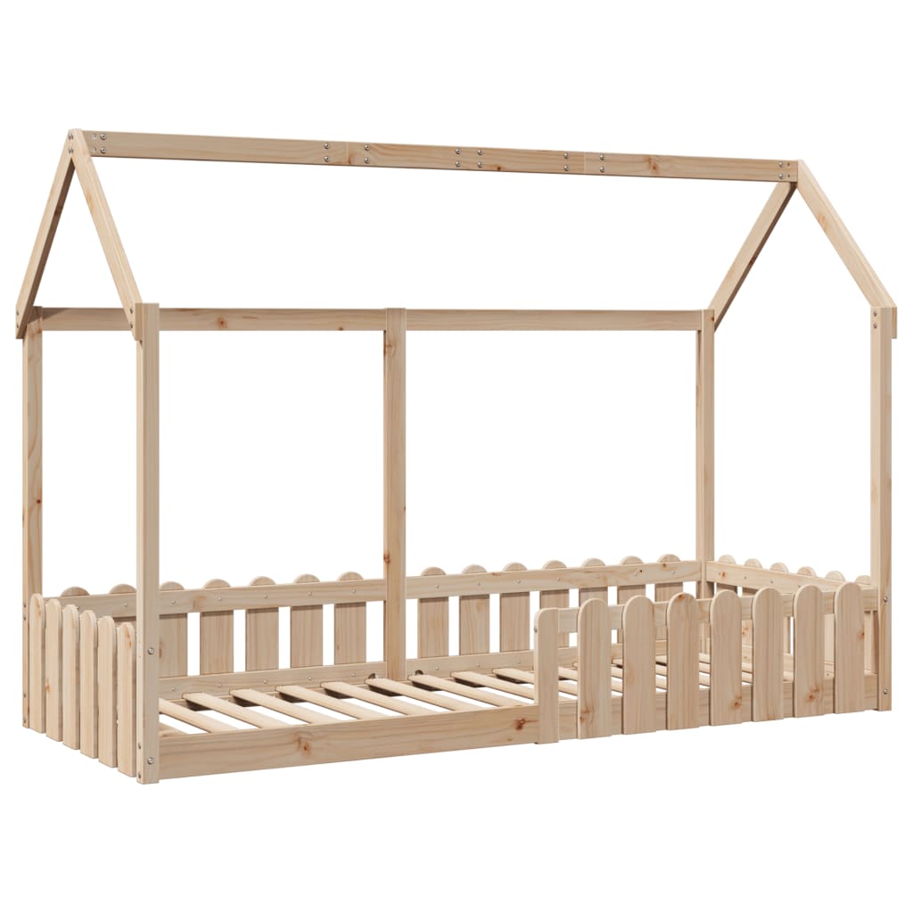 Cama infantil formato casa 80x200 cm madeira de pinho maciça