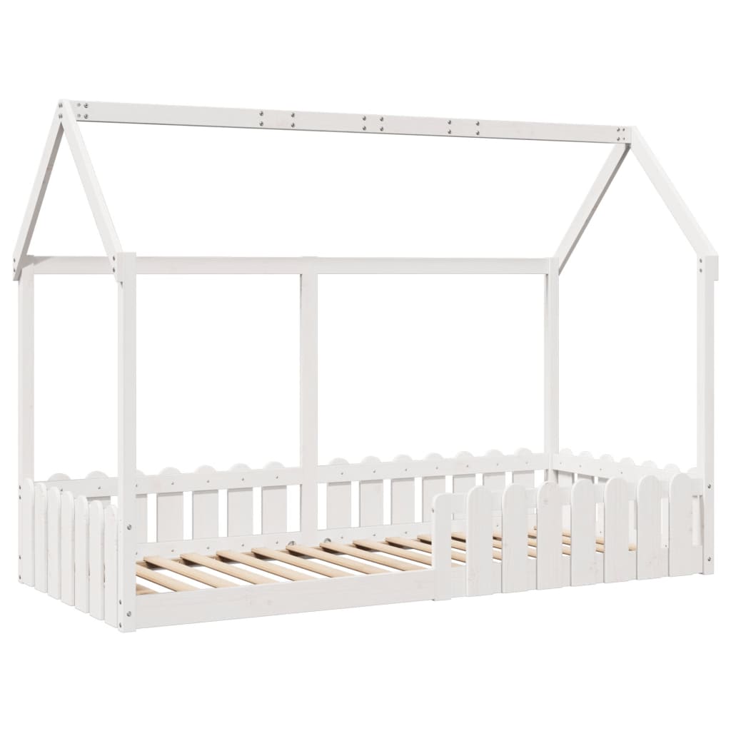 Cama infantil formato de casa 90x190 cm pinho maciço branco