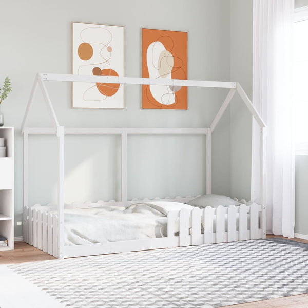Cama infantil formato de casa 90x190 cm pinho maciço branco