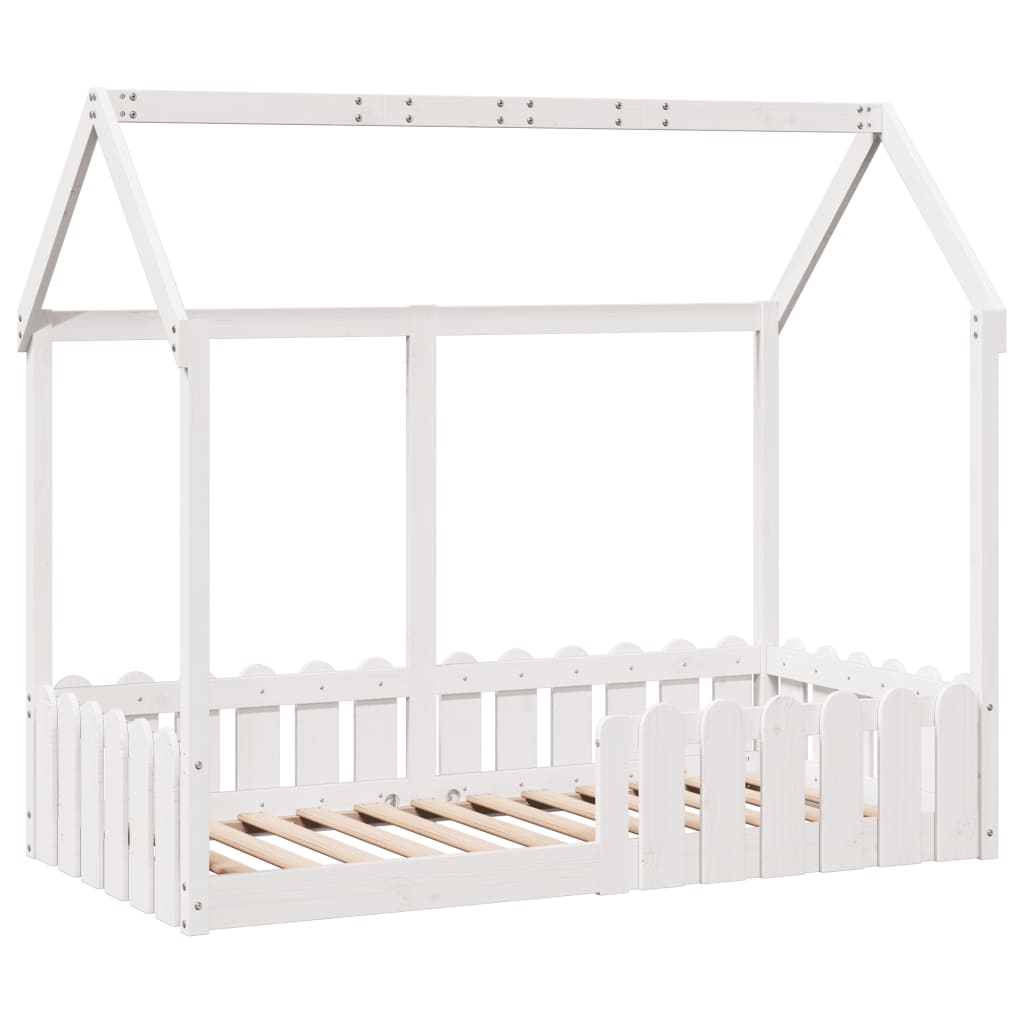 Cama infantil formato casa 80x160 cm pinho maciço branco