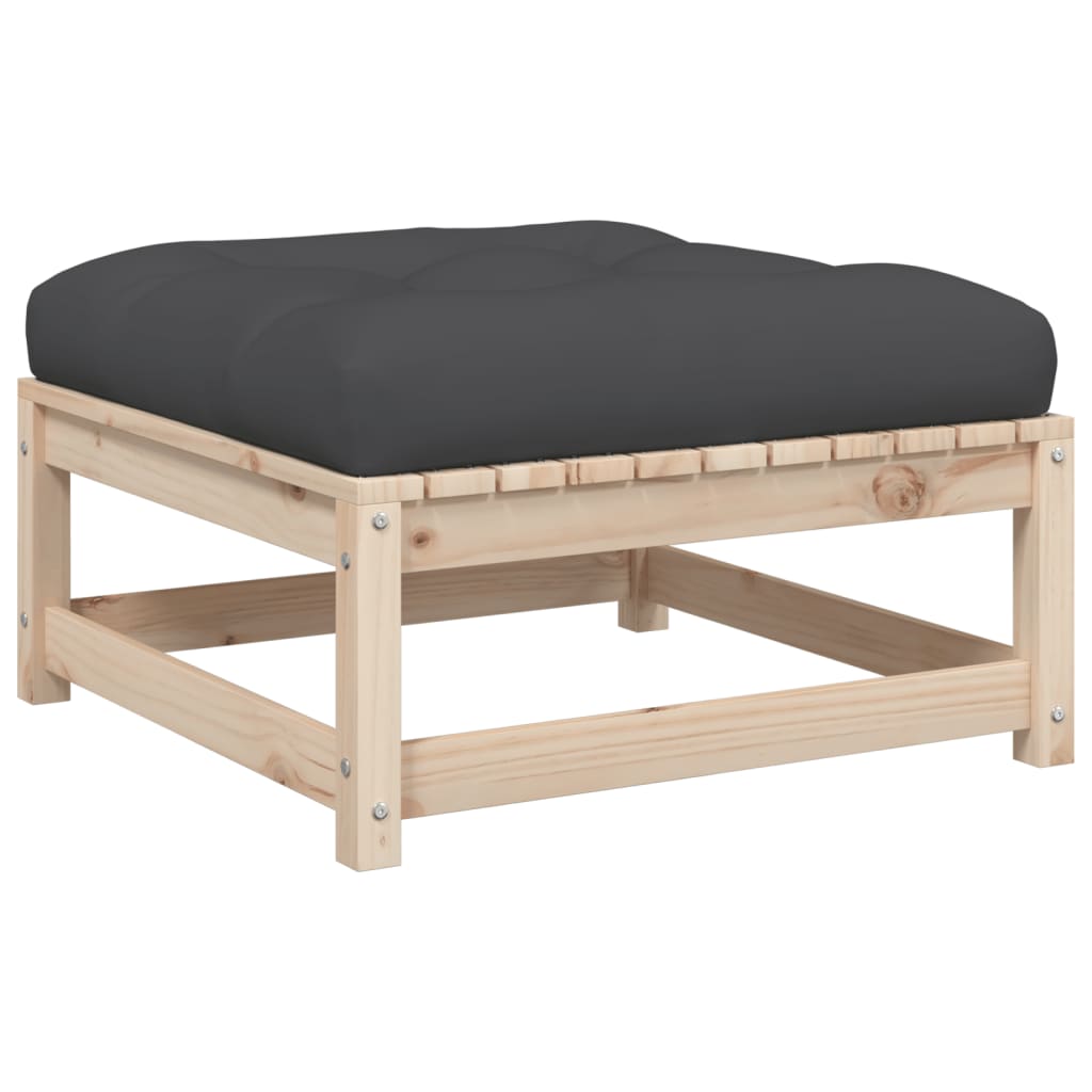 3 pcs conjunto sofás de jardim c/ almofadões pinho maciço