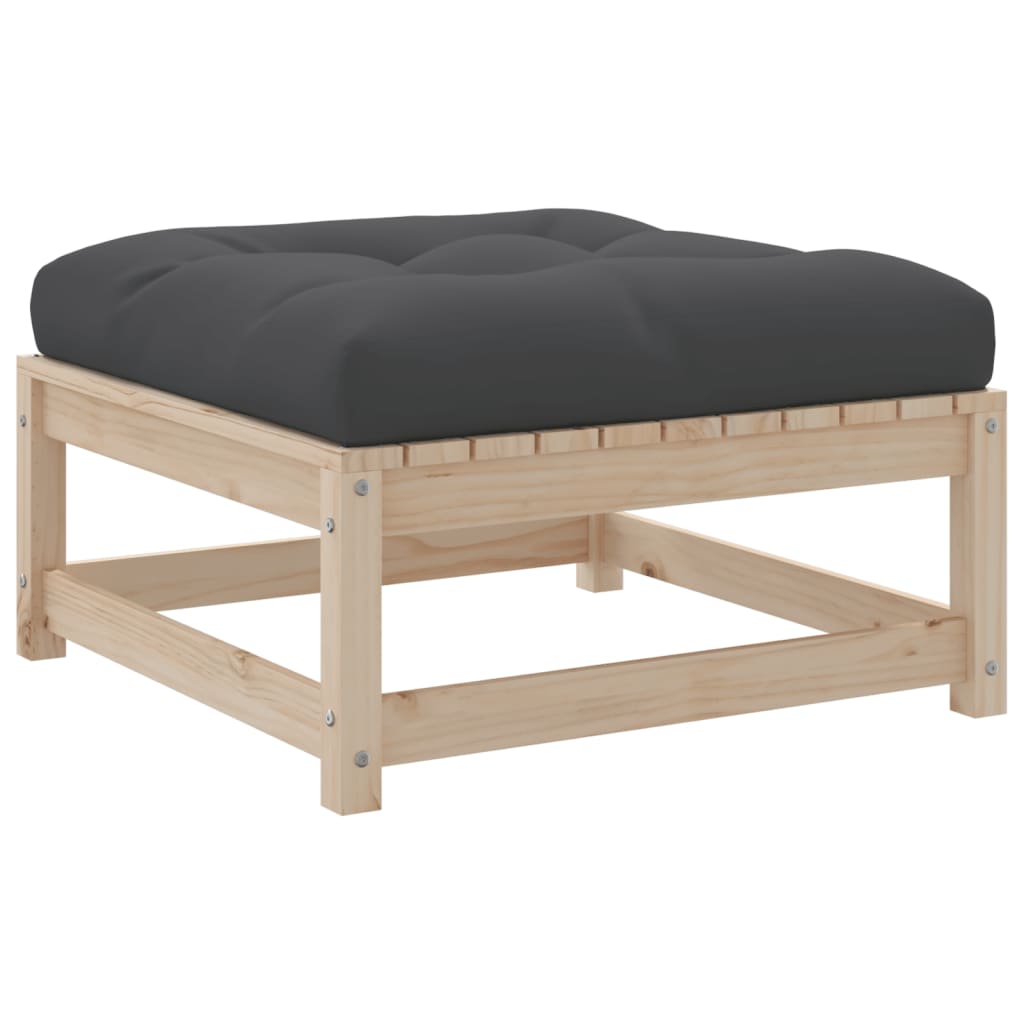 3 pcs conjunto sofás de jardim c/ almofadões pinho maciço