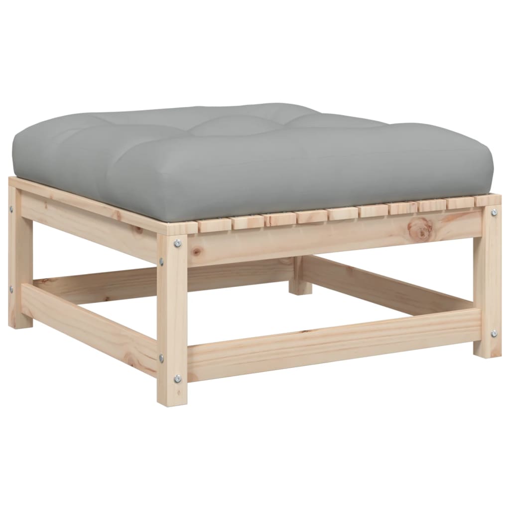 3 pcs conjunto sofás de jardim c/ almofadões pinho maciço