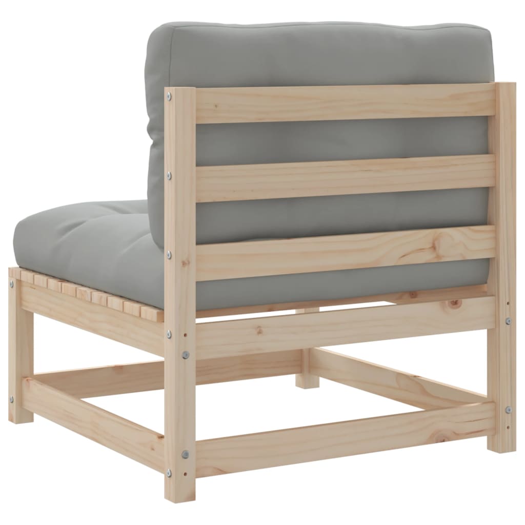 3 pcs conjunto sofás de jardim c/ almofadões pinho maciço