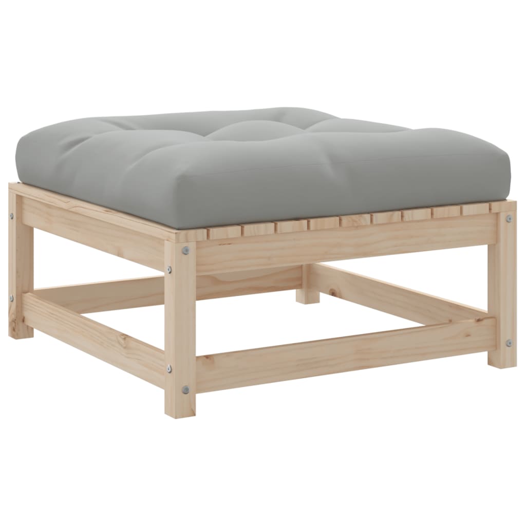 3 pcs conjunto sofás de jardim c/ almofadões pinho maciço