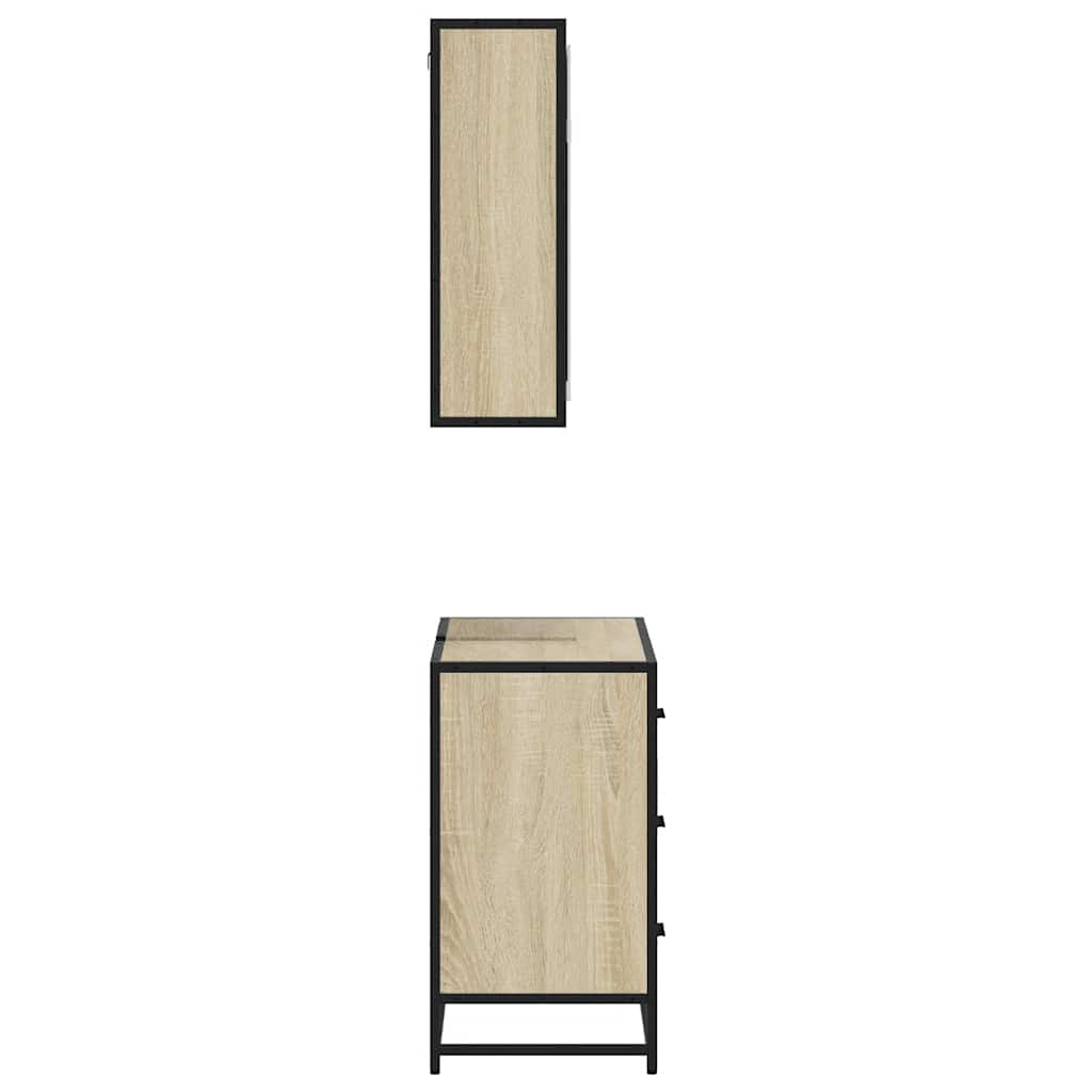 2 pcs conj. móveis casa banho derivados madeira carvalho sonoma