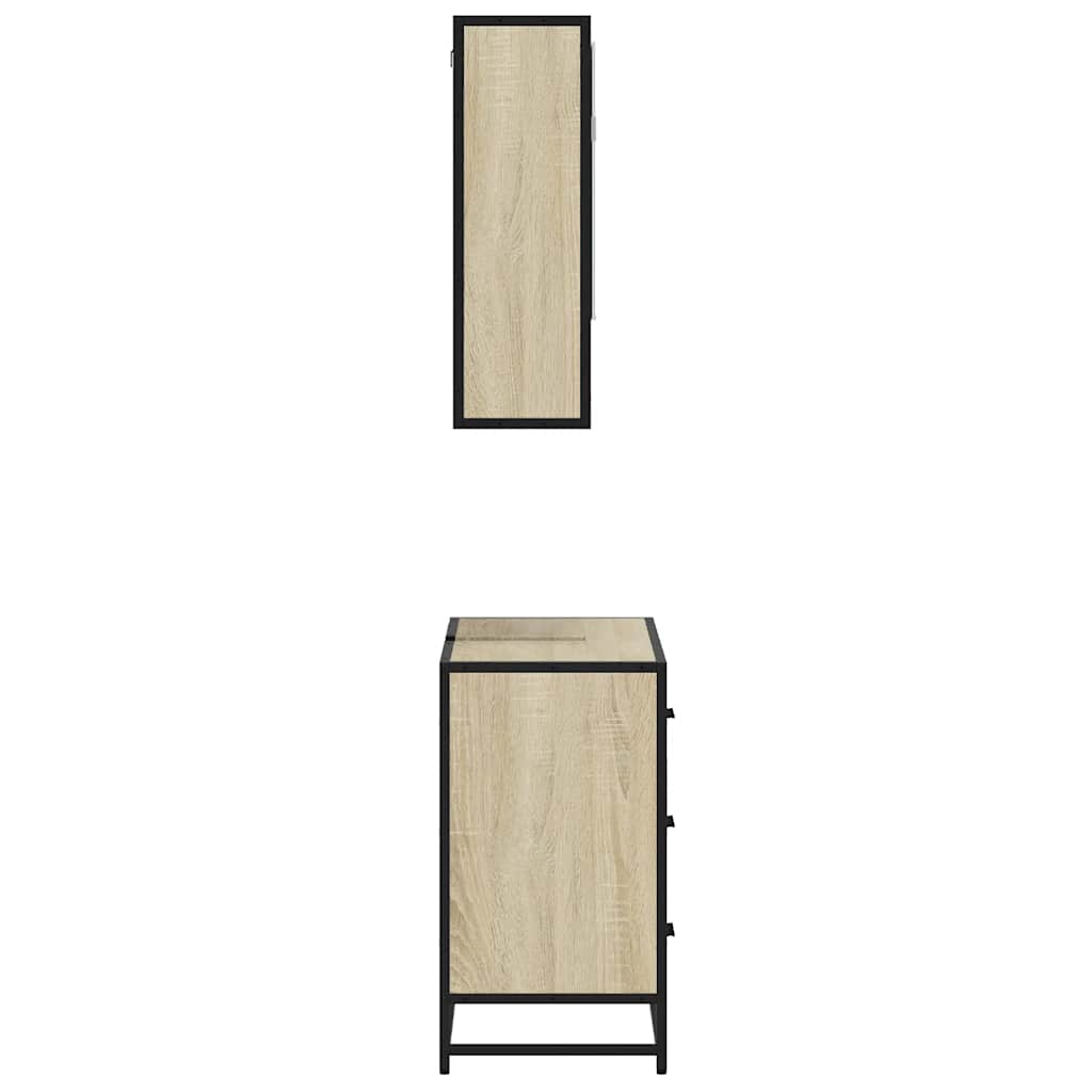 2 pcs conj. móveis casa banho derivados madeira carvalho sonoma