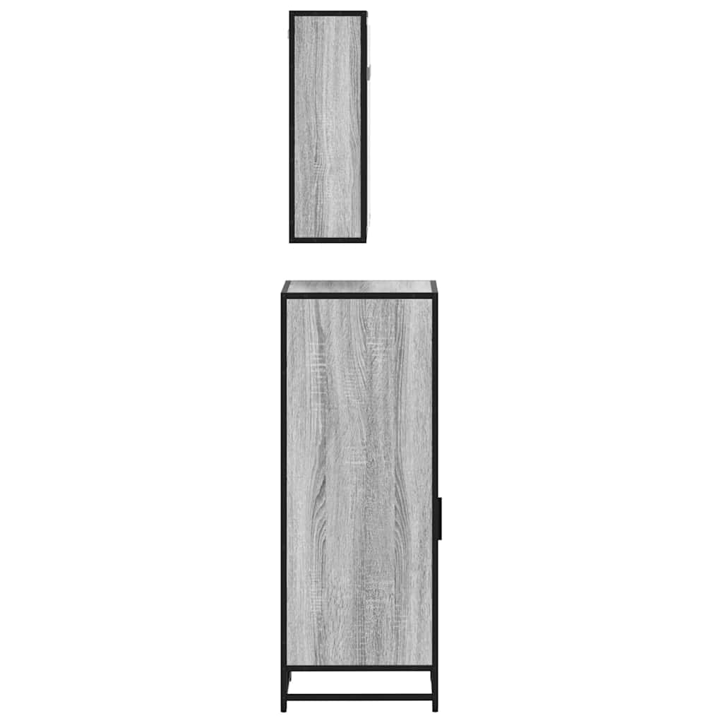 3 pcs Conjunto móveis casa de banho madeira proc. cinza sonoma