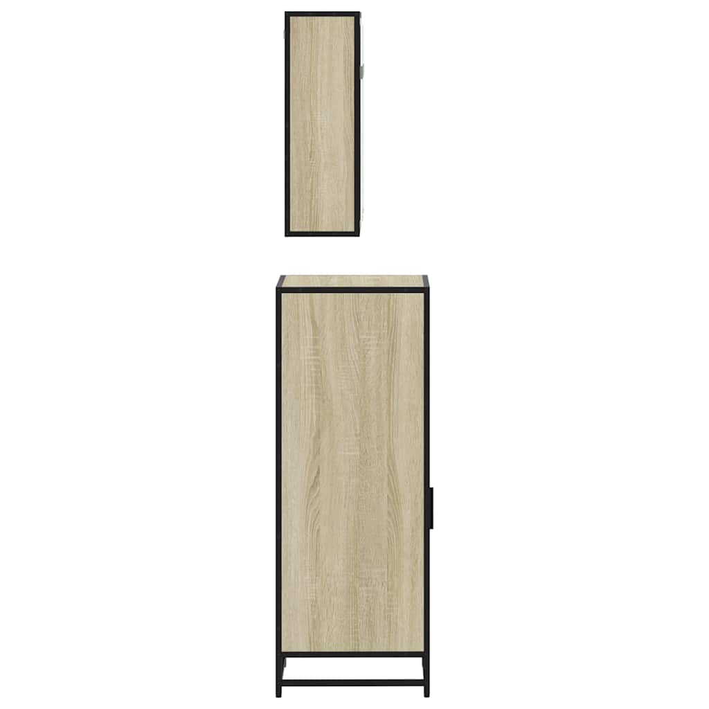 3 pcs conj. móveis casa banho derivados madeira carvalho sonoma