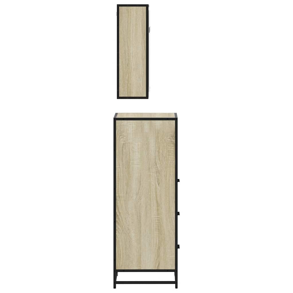 3 pcs conj. móveis casa banho derivados madeira carvalho sonoma