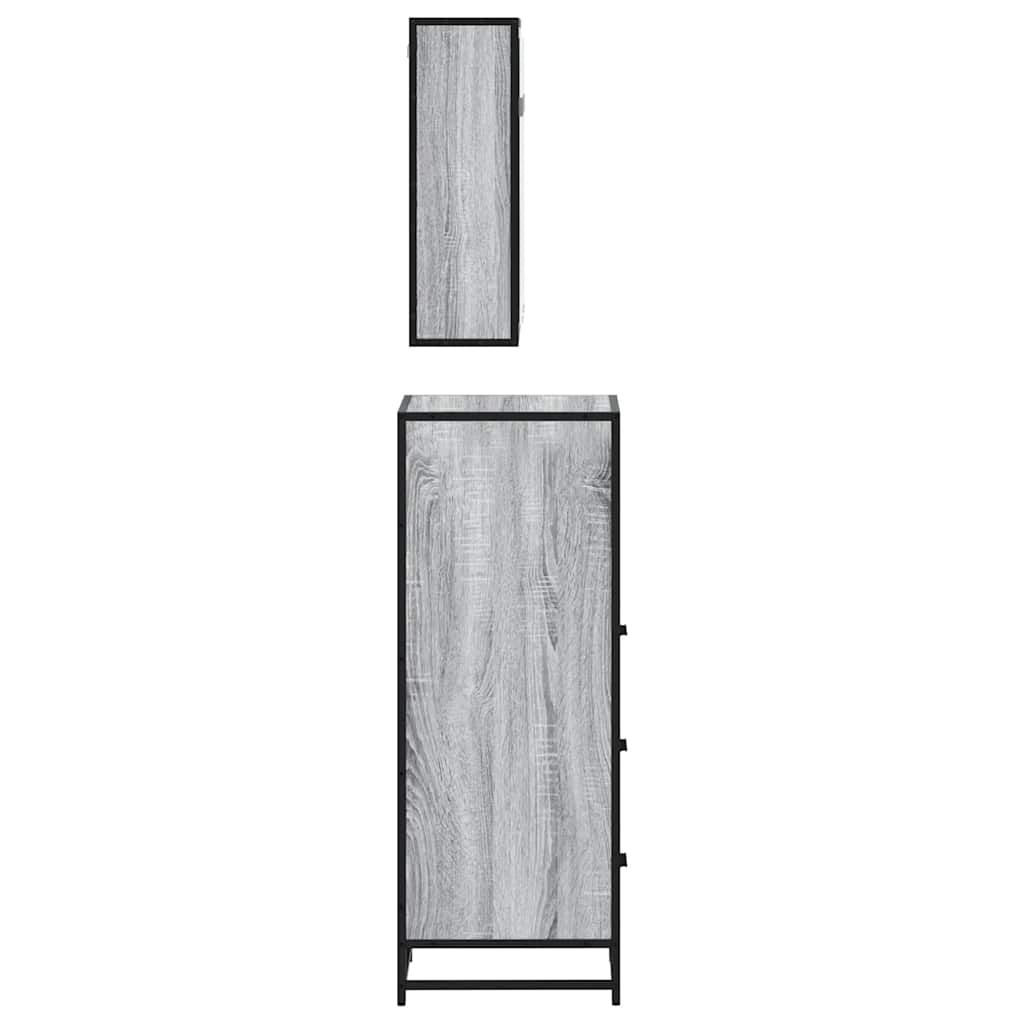 3 pcs Conjunto móveis casa de banho madeira proc. cinza sonoma
