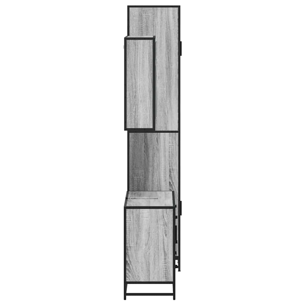 3 pcs Conjunto móveis casa de banho madeira proc. cinza sonoma