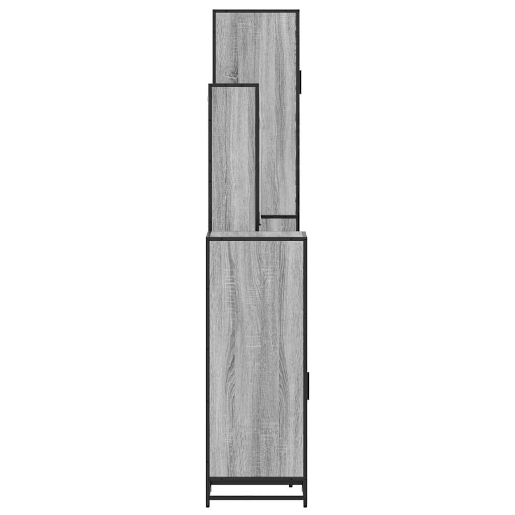 4 pcs Conjunto móveis casa de banho madeira proc. cinza sonoma