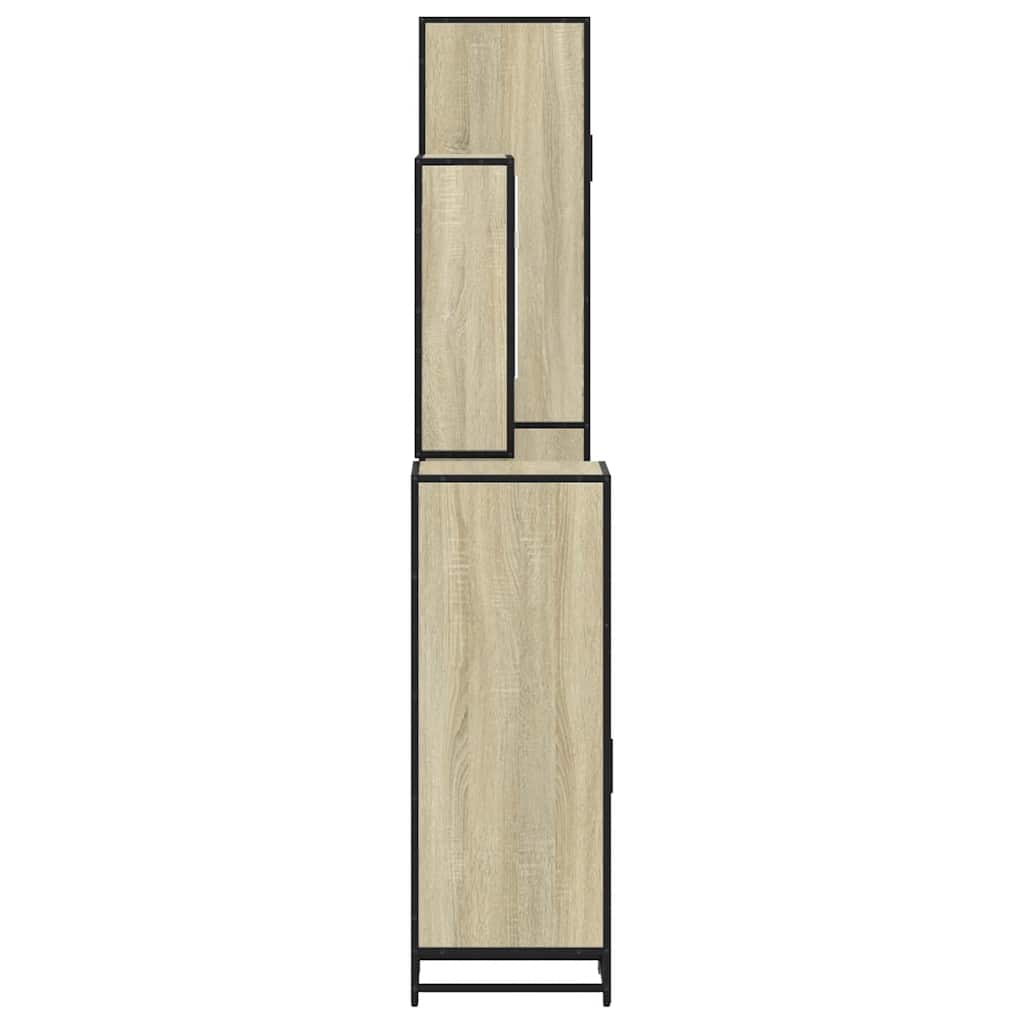 4 pcs conj. móveis casa banho derivados madeira carvalho sonoma