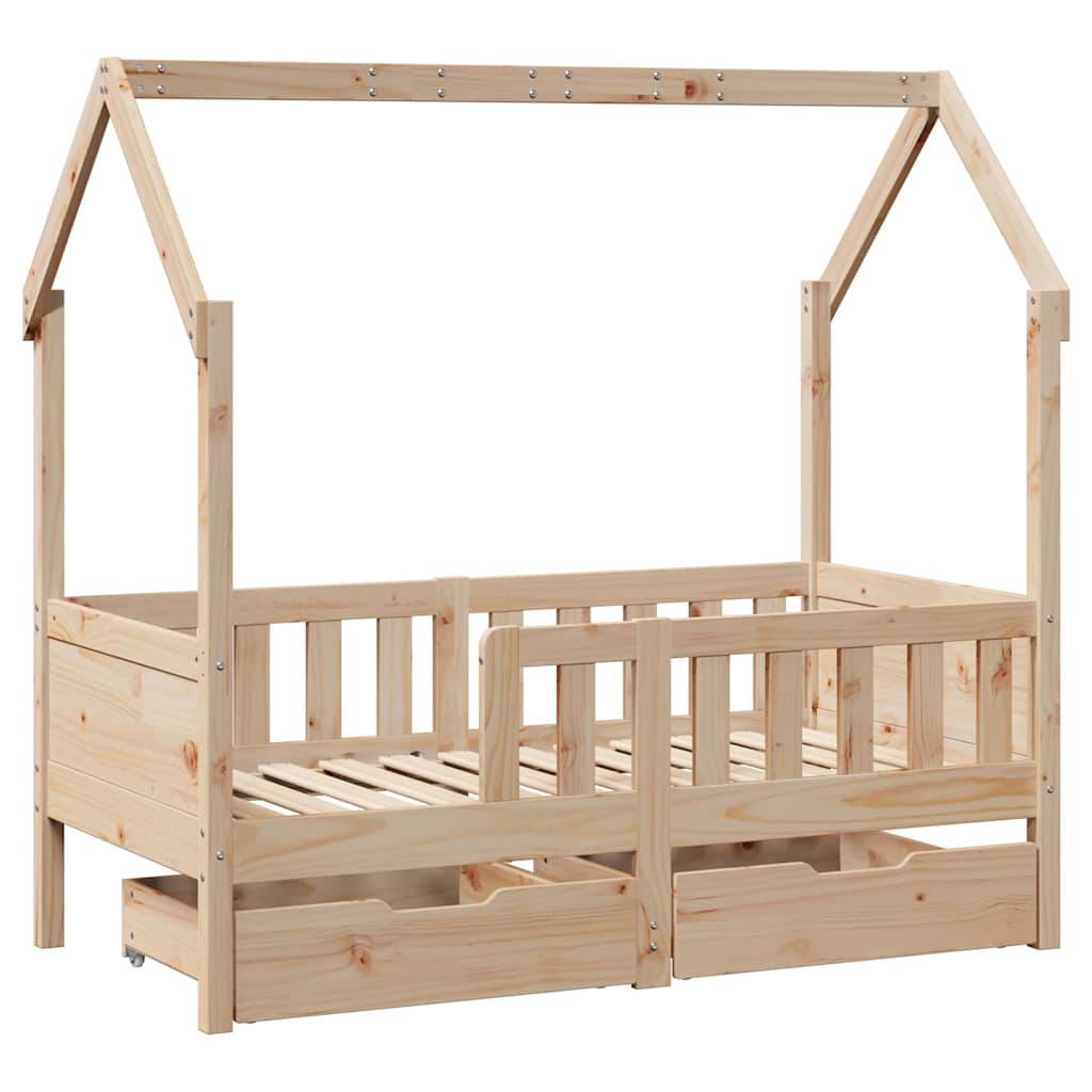 Estrutura de cama infantil c/ gavetas 70x140 cm pinho maciço