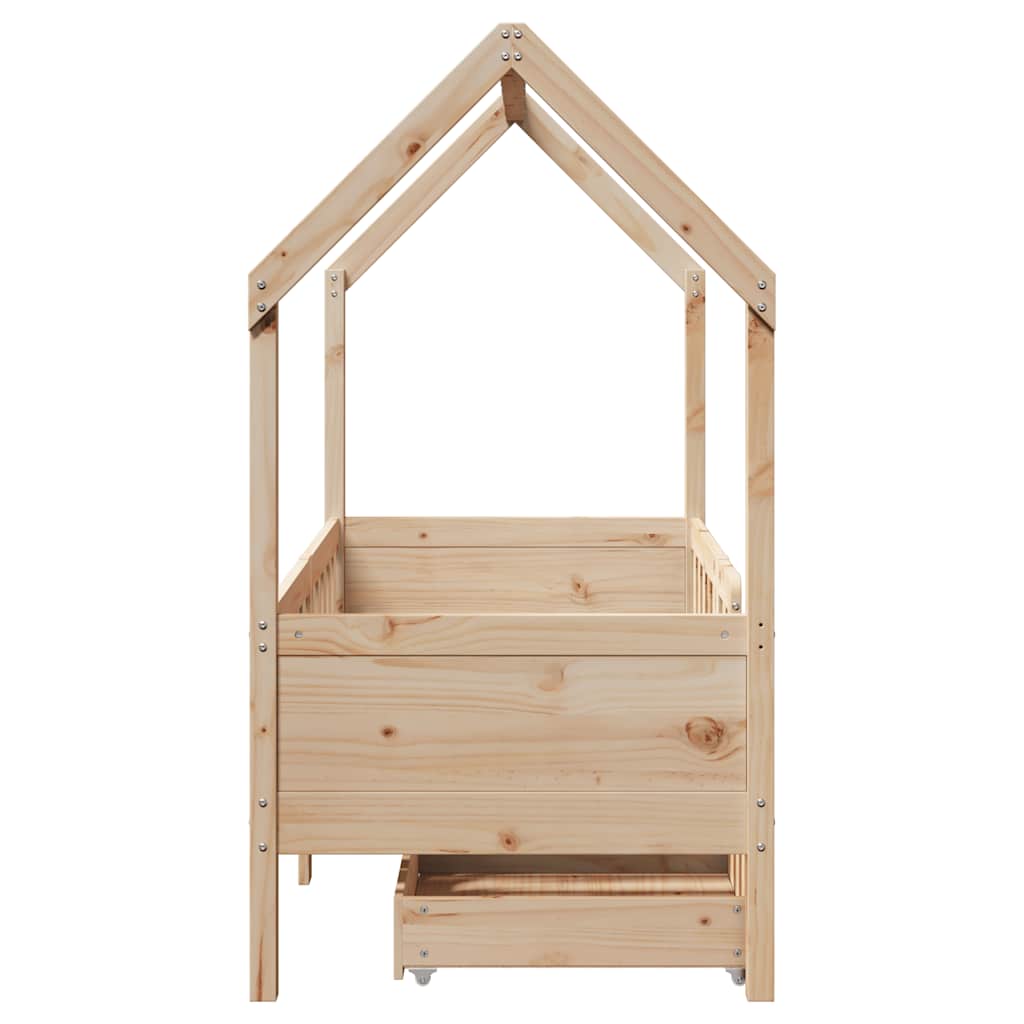 Estrutura de cama infantil c/ gavetas 70x140 cm pinho maciço