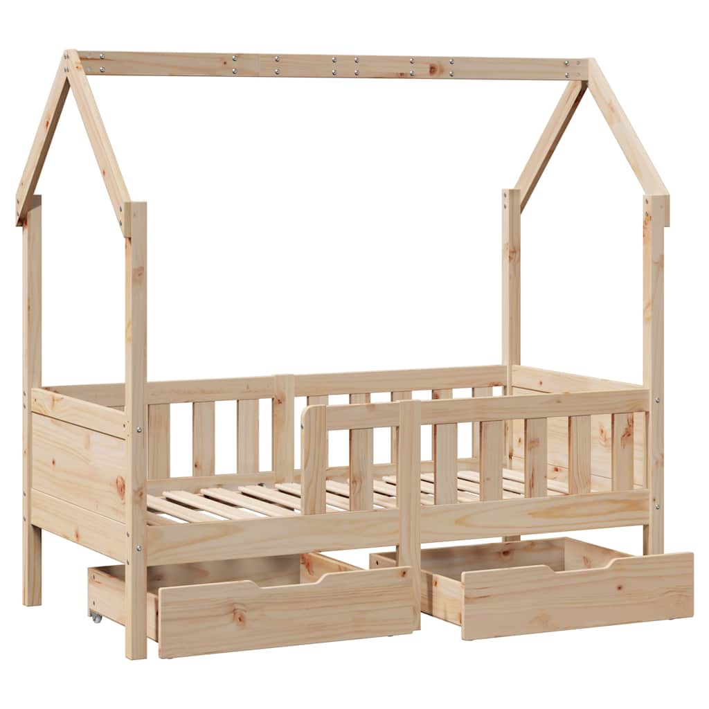 Estrutura de cama infantil c/ gavetas 70x140 cm pinho maciço
