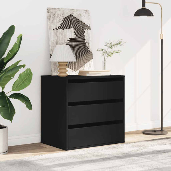 Cómoda com 3 Gavetas - 60x41x58 cm - derivados de madeira - preto
