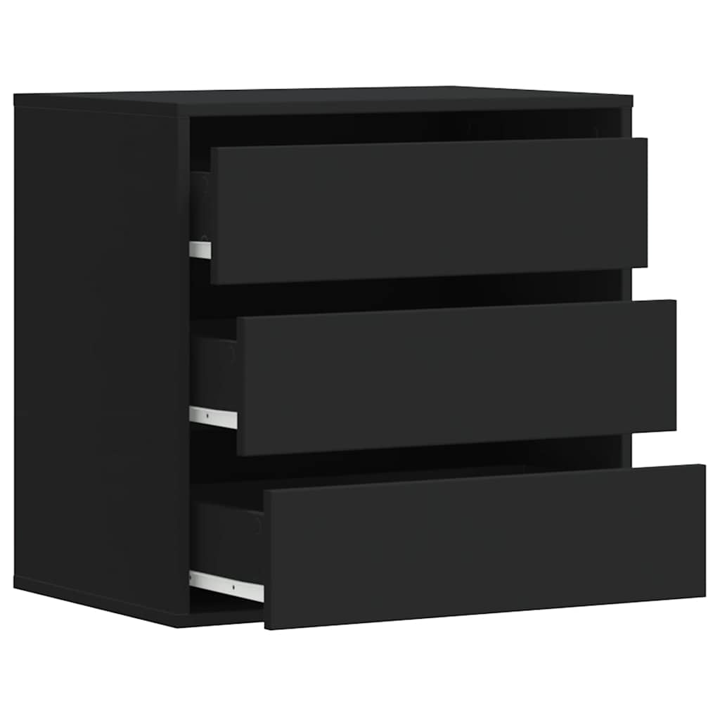 Cómoda com 3 Gavetas - 60x41x58 cm - derivados de madeira - preto