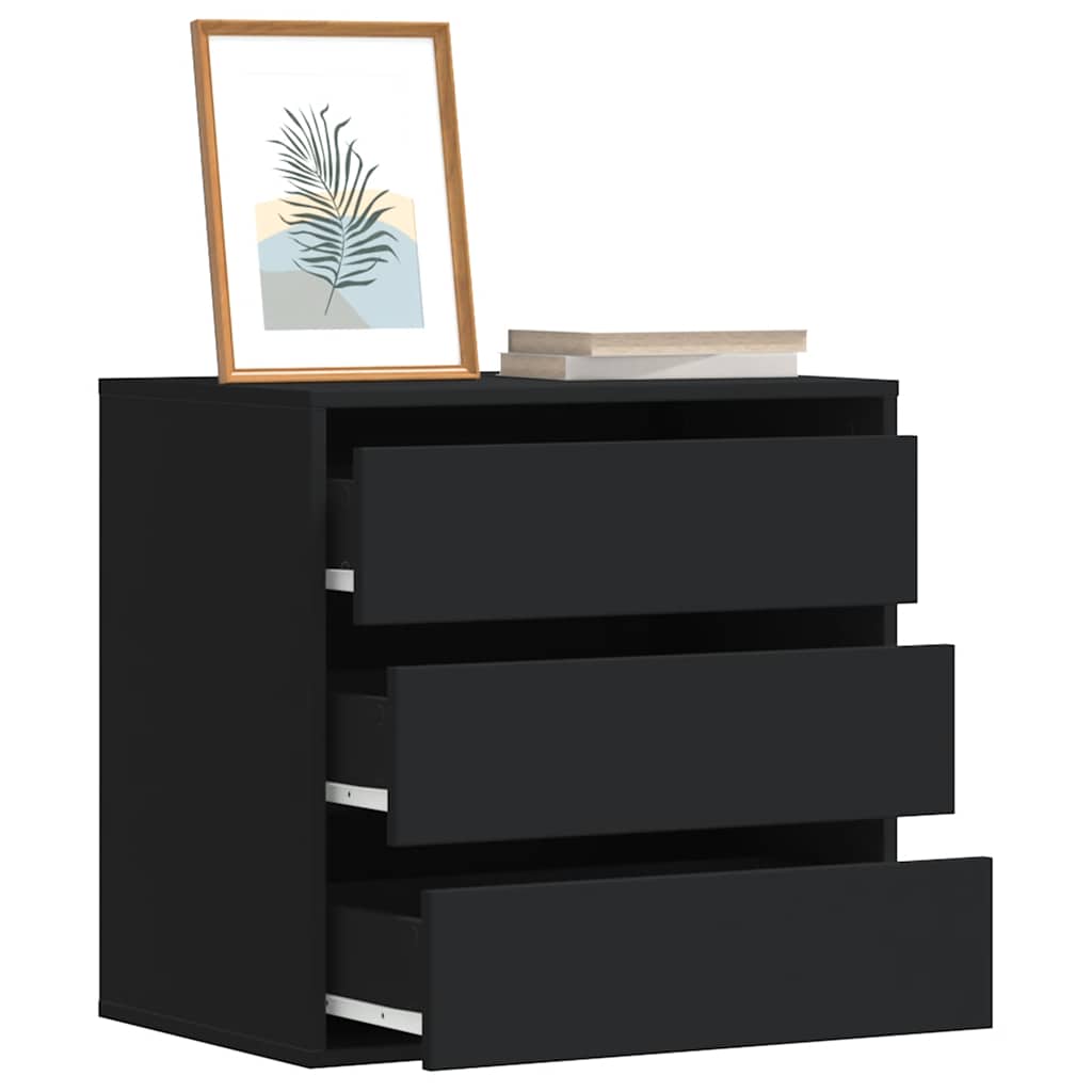Cómoda com 3 Gavetas - 60x41x58 cm - derivados de madeira - preto