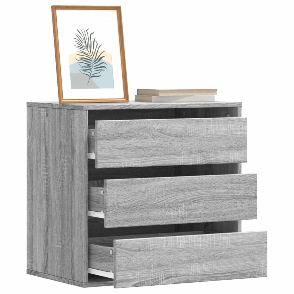 Cómoda com 3 Gavetas - 60x41x58 cm - derivados de madeira - cinzento sonoma