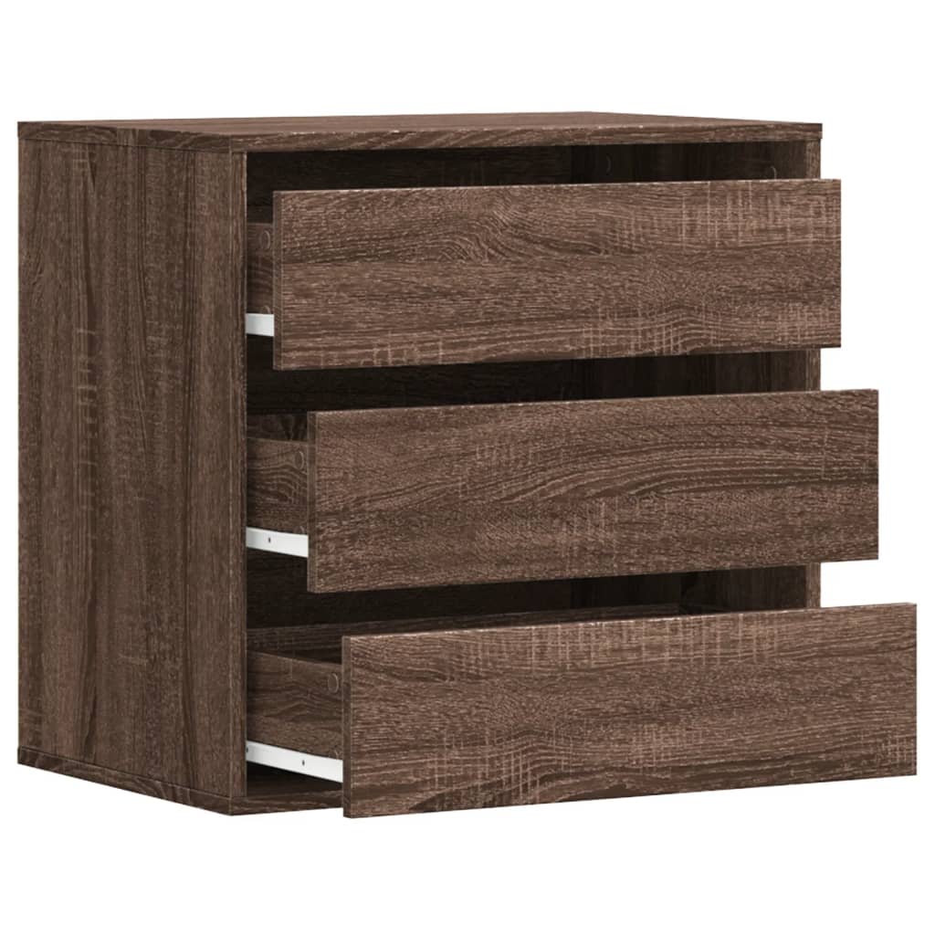 Cómoda com 3 Gavetas - 60x41x58 cm - derivados de madeira - carvalho castanho