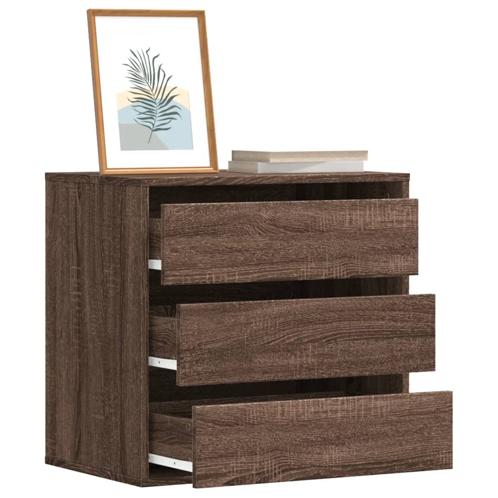Cómoda com 3 Gavetas - 60x41x58 cm - derivados de madeira - carvalho castanho