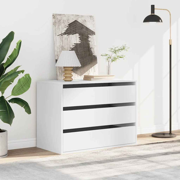 Cómoda com 3 Gavetas - 80x41x58 cm - derivados de madeira - branco