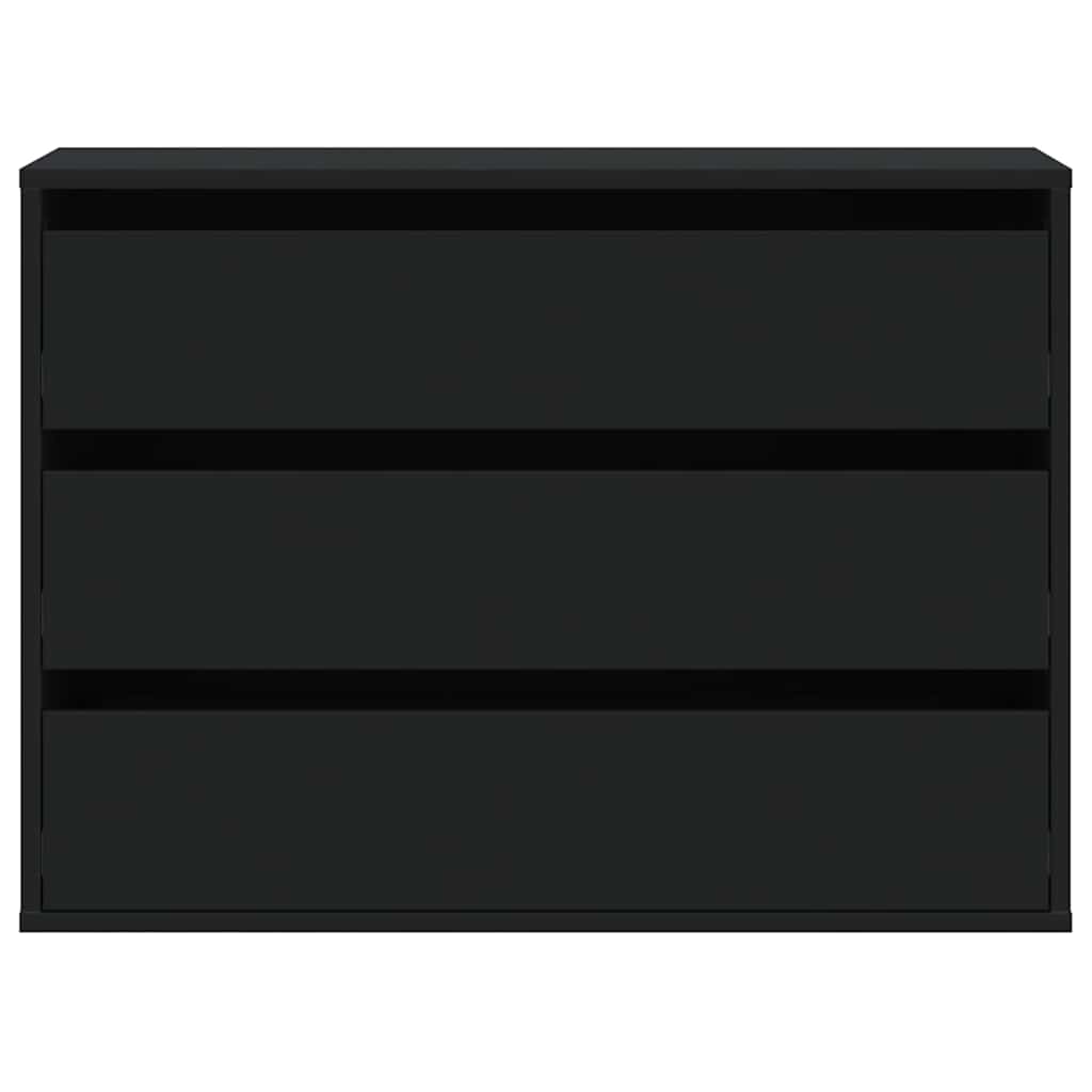 Cómoda com 3 Gavetas - 80x41x58 cm - derivados de madeira - preto
