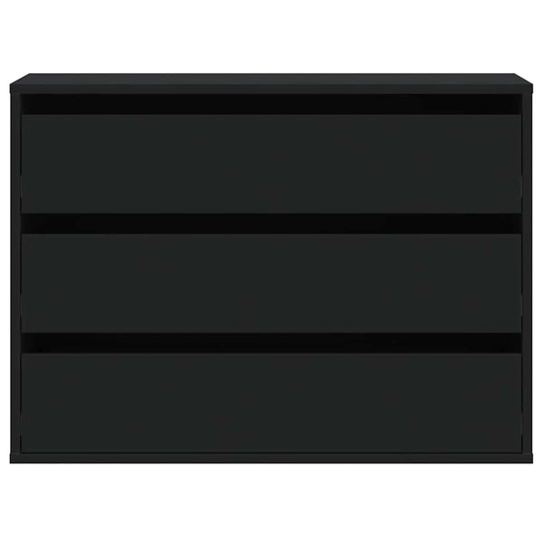 Cómoda com 3 Gavetas - 80x41x58 cm - derivados de madeira - preto