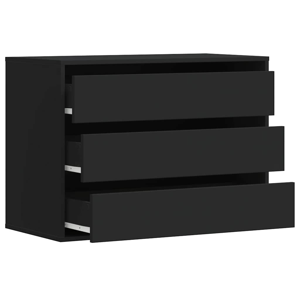 Cómoda com 3 Gavetas - 80x41x58 cm - derivados de madeira - preto