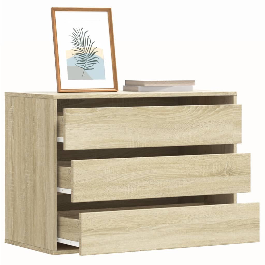 Cómoda com 3 Gavetas - 80x41x58 cm - derivados de madeira - carvalho sonoma