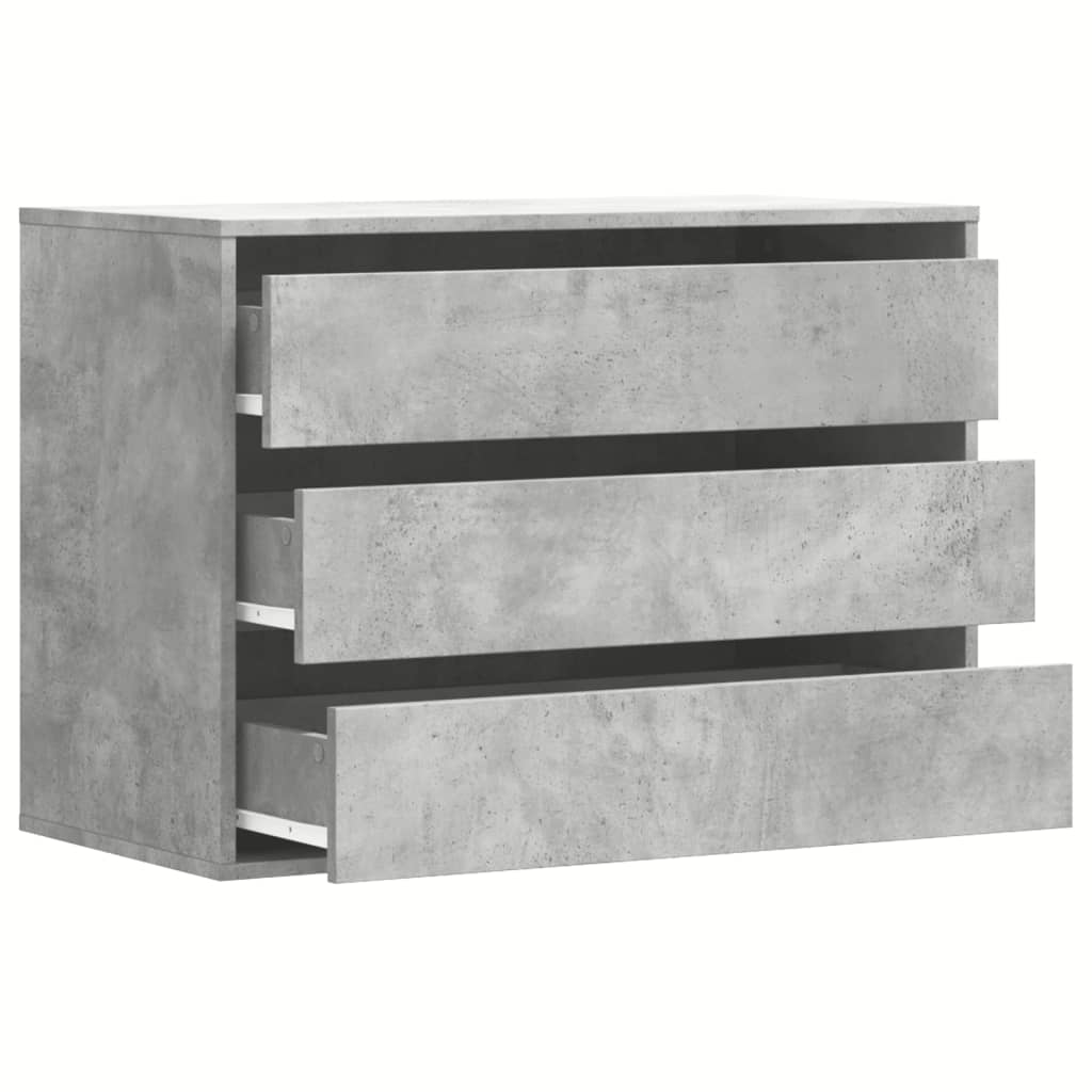 Cómoda com 3 Gavetas - 80x41x58 cm - derivados de madeira - cinzento cimento