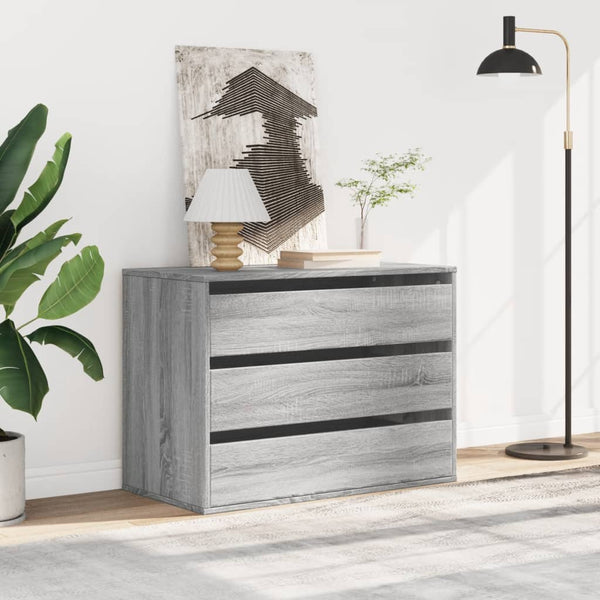 Cómoda com 3 Gavetas - 80x41x58 cm - derivados de madeira - cinzento sonoma