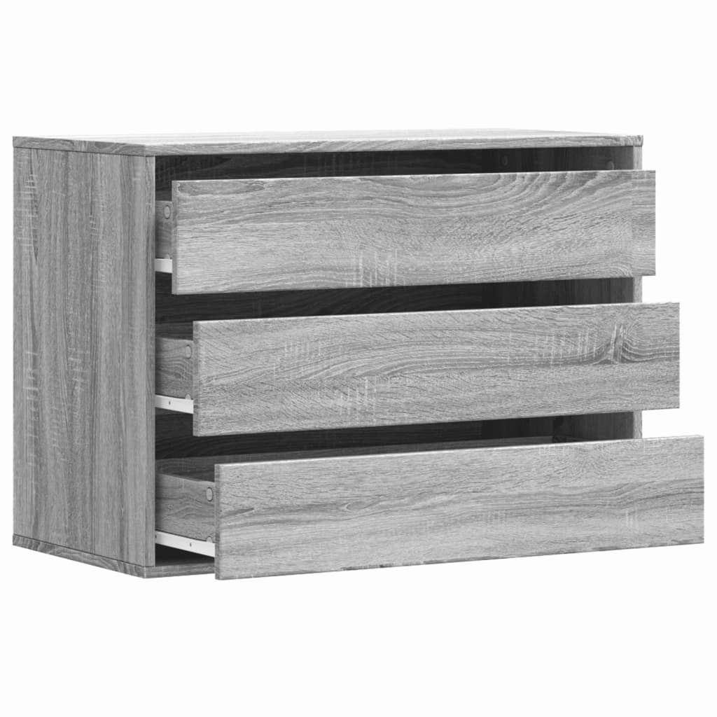 Cómoda com 3 Gavetas - 80x41x58 cm - derivados de madeira - cinzento sonoma