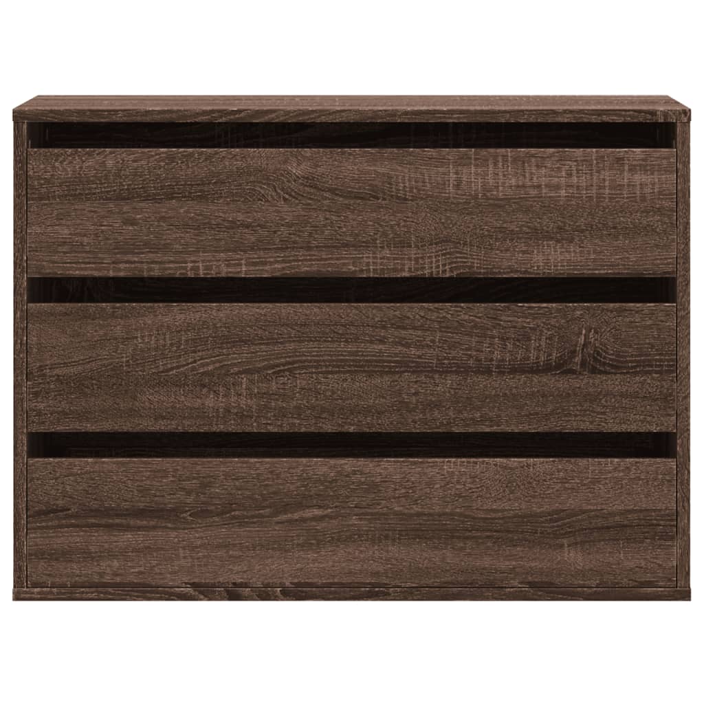 Cómoda com 3 Gavetas - 80x41x58 cm - derivados de madeira - carvalho castanho